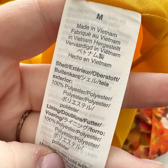 J. Crew Orange Sleeveless‎ Smocked Mock Neck Midi Dress Women's Size Medium NEW - Picture 10 of 14